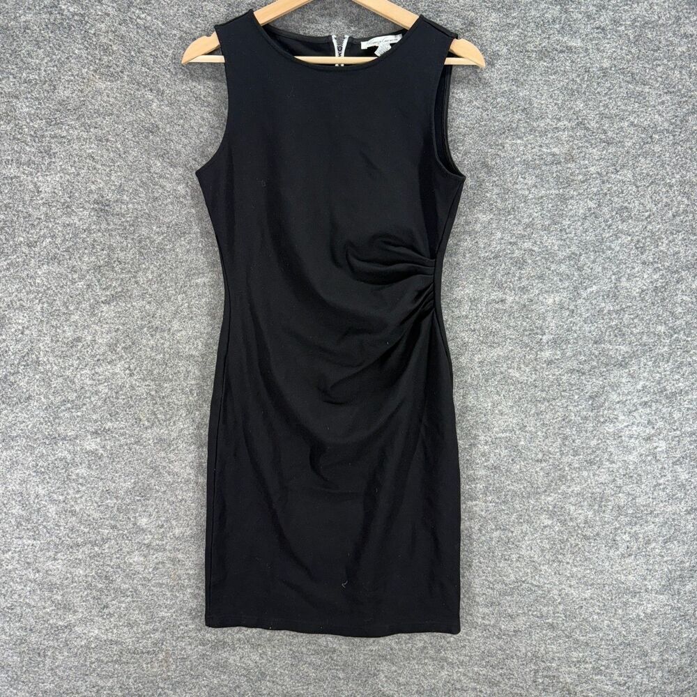 Kenneth Cole Dress Women 8 Black Sheath Midi Zipper Sleeveless Rayon Casual